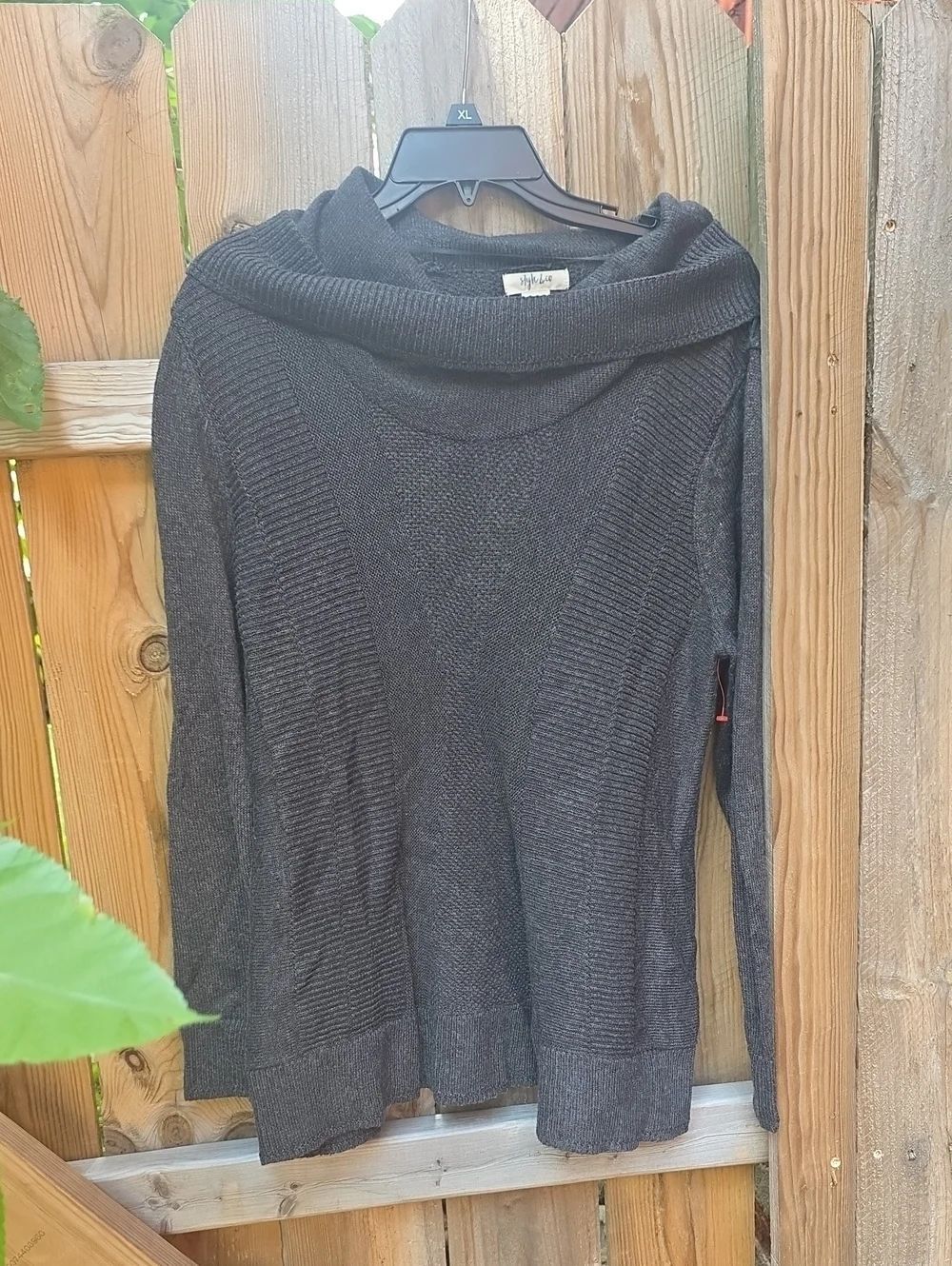 Style & Co. Charcoal Cowl Neck Sweater